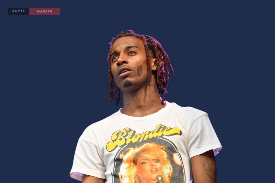 Portrait of rapper Playboi Carti wearing a casual white T-shirt.