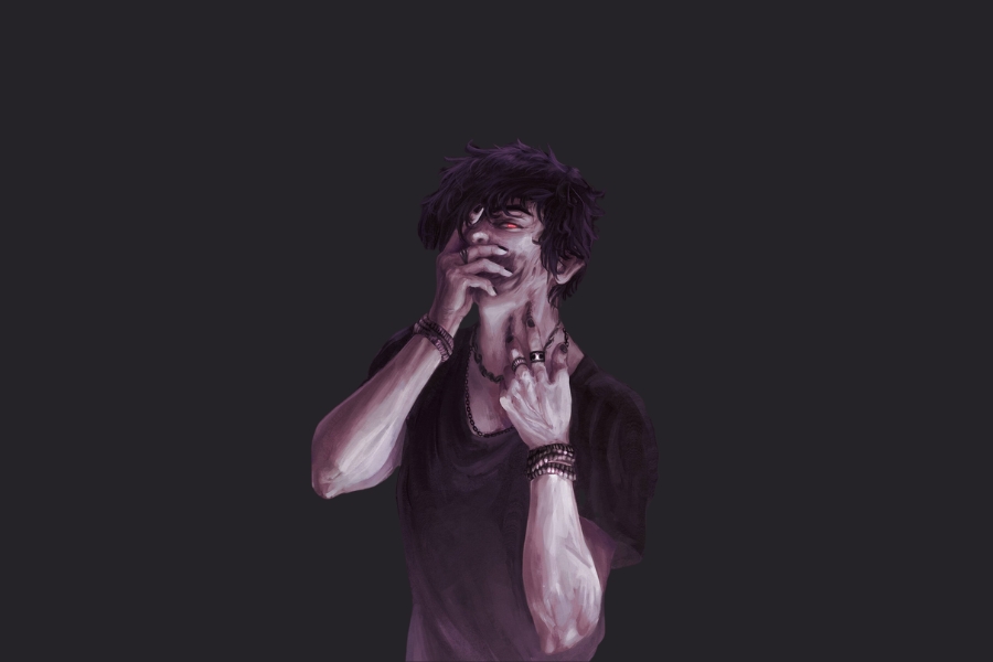Dark artistic illustration of a faceless male character representing the online persona of Corpse Husband, linked to the corpse husband health speculation topic